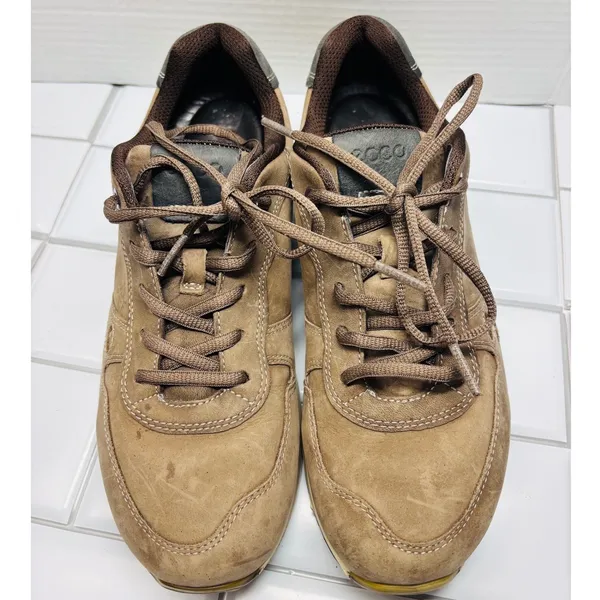 ECCO Sneakers Womens 39 Brown Good Nubuck Leather Lace Up Walking Shoes - Image 3