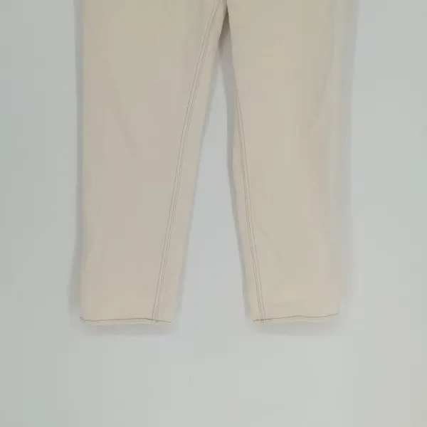 Abercrombie & Fitch Women's 90s Straight Ultra High Rise Cream Faux Leather Jean - Image 4