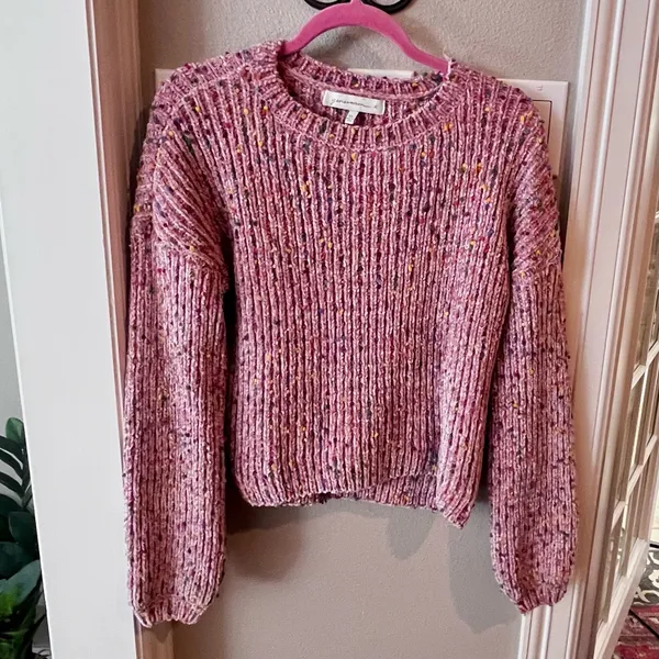 Generation K Pink Confetti Chenille Crew Neck Sweater XL Soft Cozy - Image 5