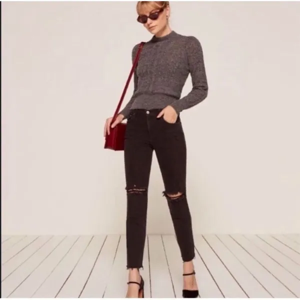 ✨Reformation Camille High-Rise Cigarette Black Sz 26 Jeans✨ - Image 4