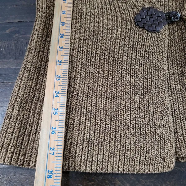 Lauren Ralph Lauren Sleeveless Cardigan Sweater Brown Heavy Knit Frog Button XS - Image 3