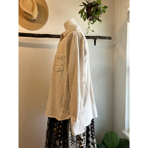 Madewell Cream Cotton Button Side Oversized Shirt Size Medium - Image 2