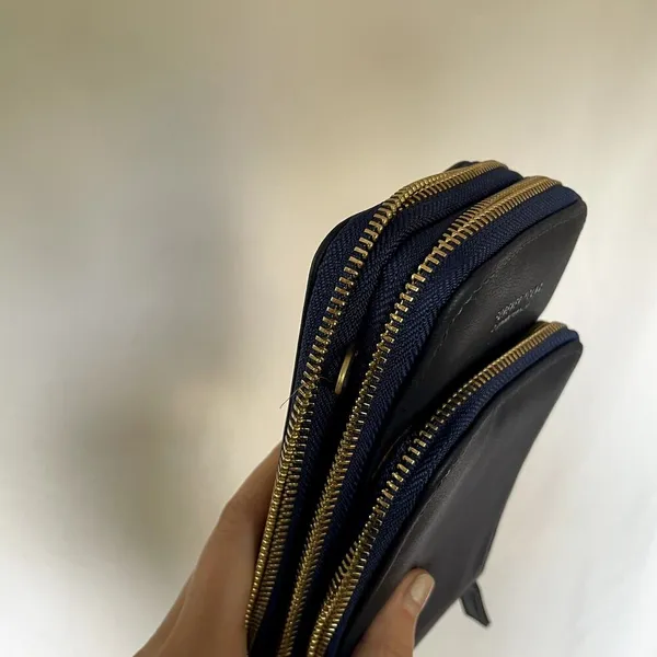 Forever Young‎ korea navy blue multi zipper pouch clutch wallet credit cards - Image 2