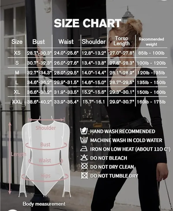 MANGOPOP Women's Square Neck Long Sleeve Tops Bodysuit - Image 4