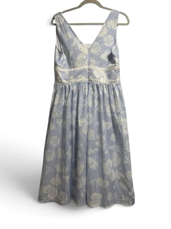 Karl Lagerfeld Blue White Floral Stripe Cotton Blend Dress Size 8 NWT - Image 4