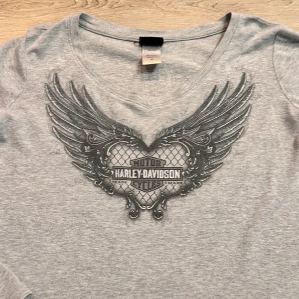 Harley-Davidson Long Sleeve V-Neck‎ Graphic Tee Biker Top Womens Size Small - Image 3
