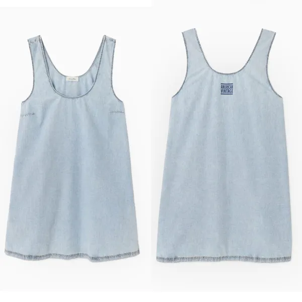 American Vintage NWT PAYBOU DRESS - BLUE SNOW S - Image 13