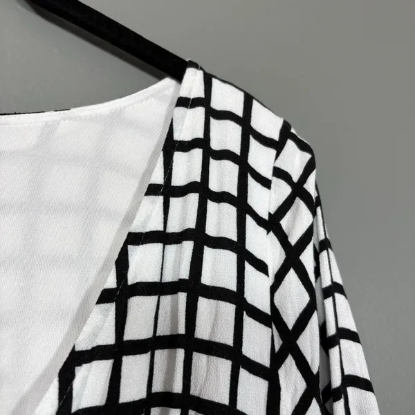 Abercrombie & Fitch Women's Black & White Windowpane Plaid Dress - Size Large - Image 2