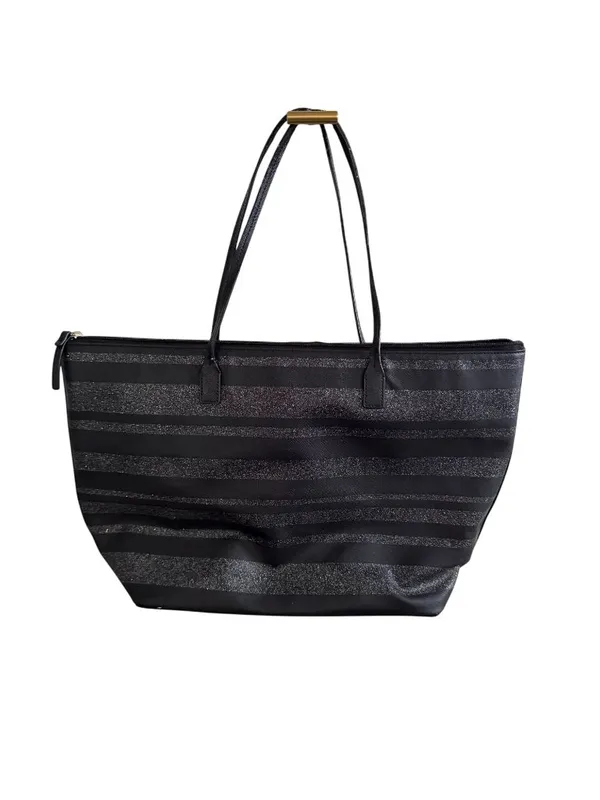 KATE SPADE Black Silver Saffiano Leather Glitter Tote Bag - Image 3