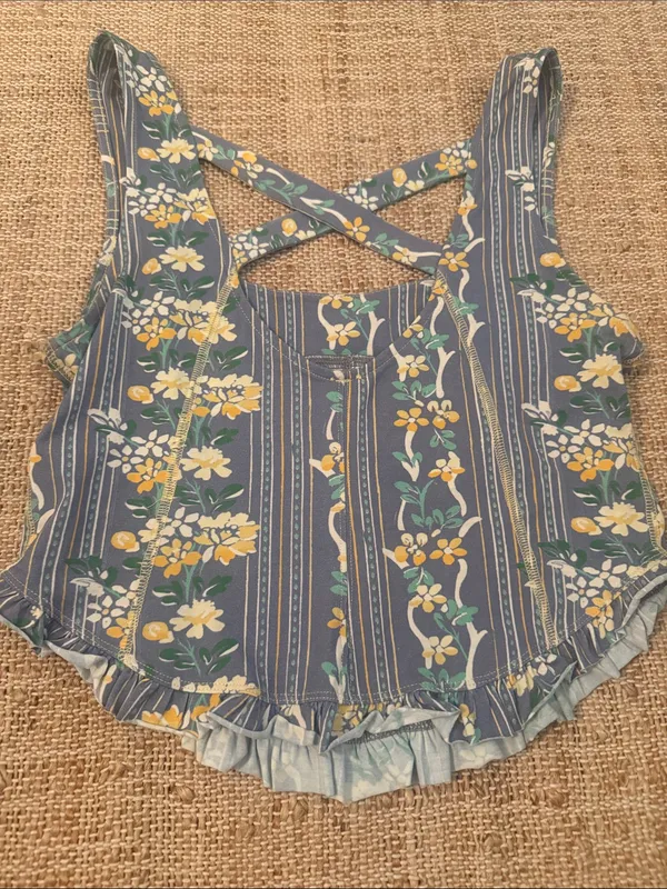 Free People Melanie Tank Top, Dusty Combo, Blue Floral Medium - Image 7