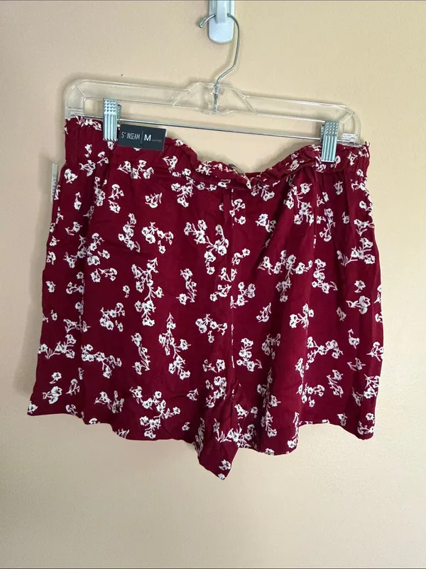 Maurices Burgundy Floral Tie-Waist High-Rise Shorts - Image 5