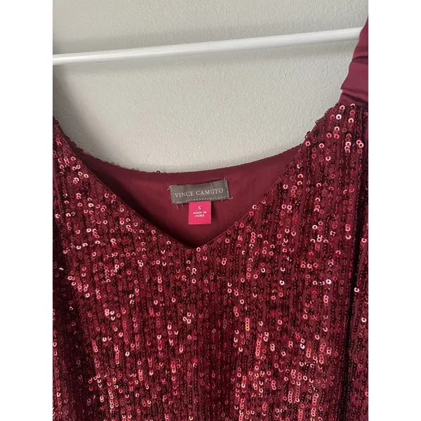 NWT Vince Camuto Small Womens Sequin Tank Top Red Lined V-Neck Party - Image 13