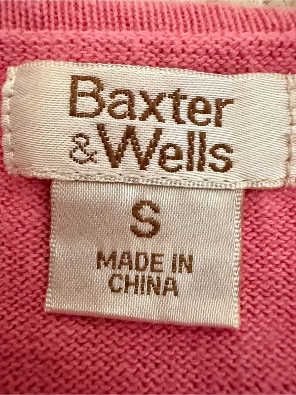 Vintage 90s Baxter & Wells Pink Polka Dot Cotton Cardigan Sweater Small Y2K‎ - Image 3
