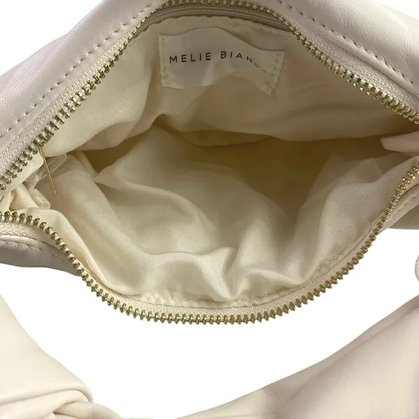 NEW Melie Bianco Alexandra Cream Faux Leather Vegan Zip Hobo Handbag One Size - Image 4
