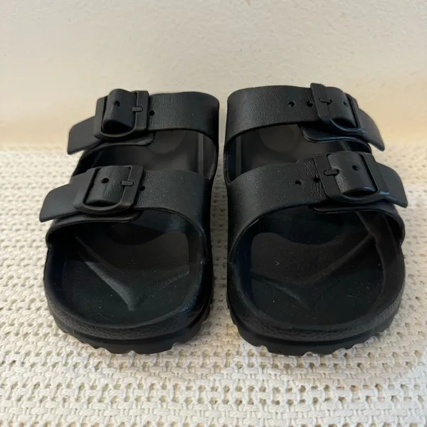 Women’s Black Adjustable Double Buckle Sandals Waterproof,Comfortable Flat Shoes - Image 7