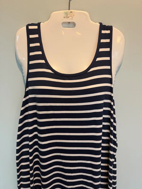 Nautica Navy/White Striped Nautical Tank Racerback Mido Dress Soze Large NWT - Image 3