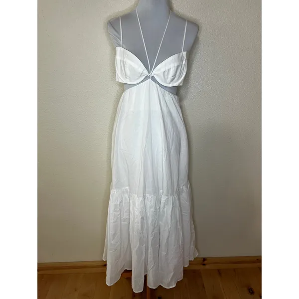 Bardot Willow Strappy Cotton Midi Dress in orchid white NEW MEDIUM US 6 REVOLVE - Image 2