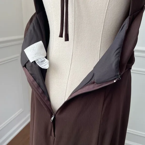Wtoo Chocolate Brown Formal Gown Bridesmaid Dress Open Back Halter 6 - Image 8
