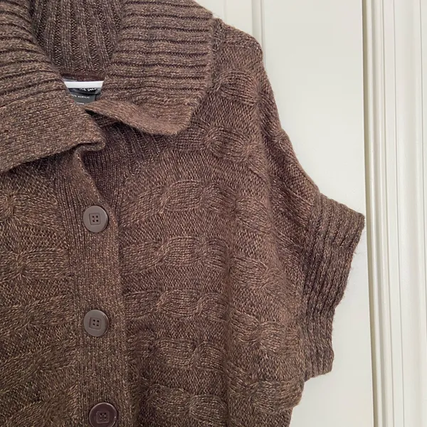 EUC | United States Sweaters women’s brown thick knit acrylic collar‎ sweater - Image 2
