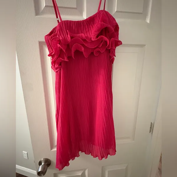Lizard Thicket Hot Pink Ruffled Mini Dress - Image 3