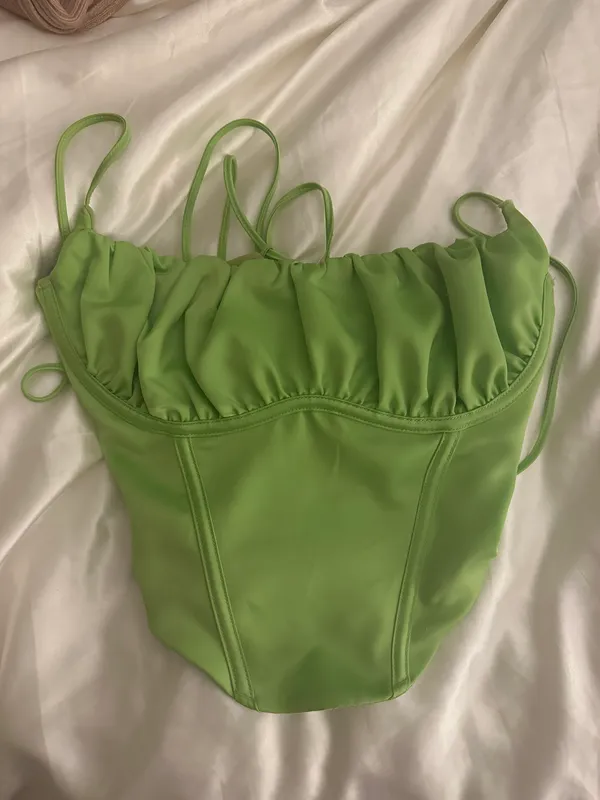 White Fox Corset Top - Lime Green - Image 5