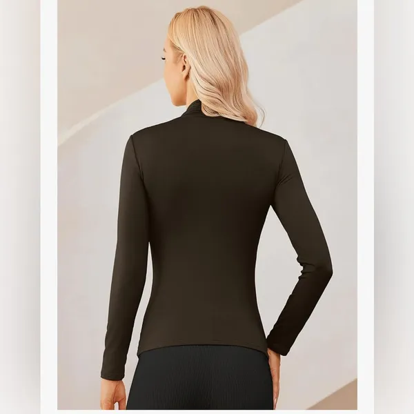 NEW Mock Mockneck Lightweight Base Layer Slim Fit Long Sleeve Shirt Top S - Image 5