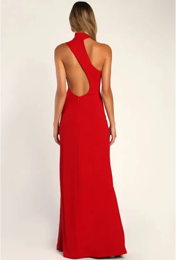 Lulus Keep It Interesting Red Asymmetrical Cut-Out Halter Maxi Dress - Image 3