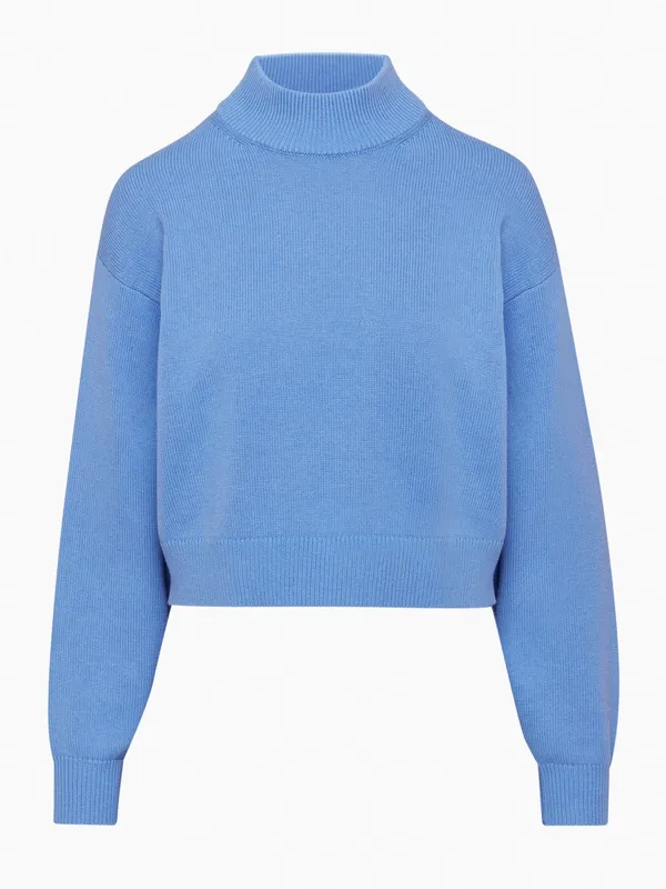 Aritzia Sunday Best Ribbed Turtleneck Crop Knit Sweater Bluebell Sweater - Image 2