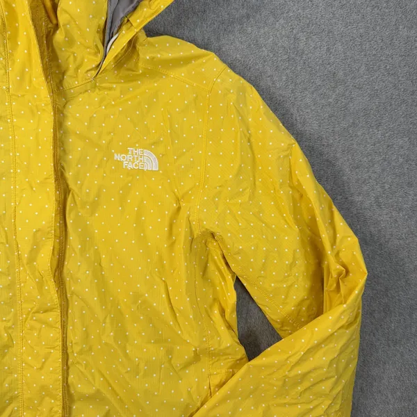 The North Face Women's Small Rain Jacket Hooded Yellow White Polka Dot Full Zip - Image 5
