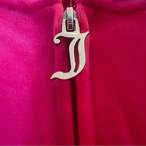Juicy‎ Couture Velour Zip Hoodie Pink Rhinestone Logo NWT Size M - Image 6