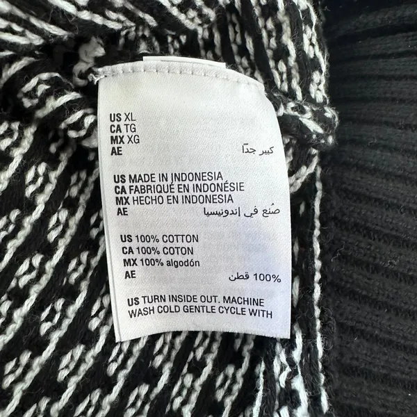 Karen Scott Womens XL Henley V-Neck Sweater Black & White‎ - Image 13