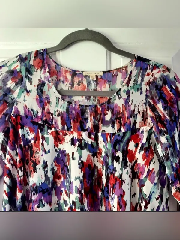 Anthropologie Paper Crown Eldora swing dress Sz M bell sleeves boho feminine - Image 4