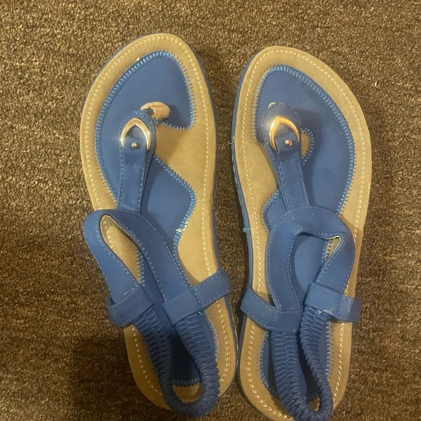 Blue Sandals with Braided Straps Size 10 - Image 2