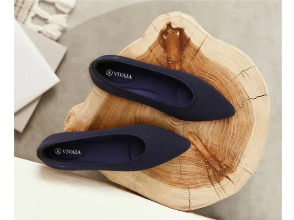 Vivaia Aria Pointed Toe Ballet Flats Size 9.5 Navy Blue Classic Minimalist Chic - Image 11