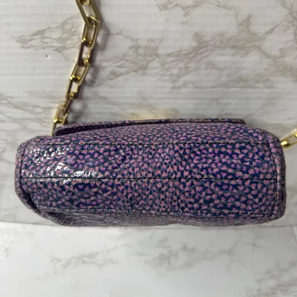 Tory Burch heidi pigskin leopard heart Chain crossbody Bag Purple Small - Image 7