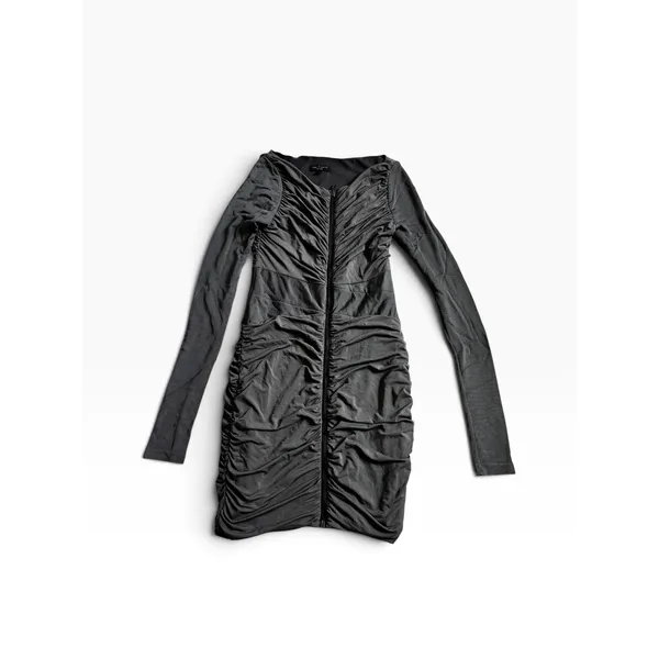 Rag & Bone Ruched Zip Front Mini Dress 2 Gray Long Sleeve Bodycon - Image 3