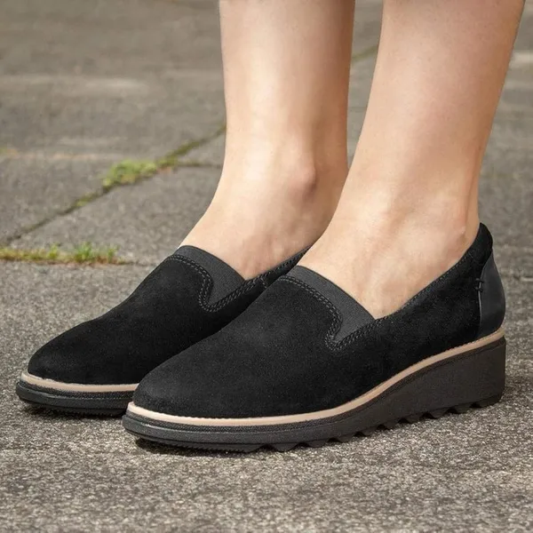 Clarks Collection Loafers Sharon Dolly‎ Black Suede Womens Size 9 Comfort Preppy - Image 8