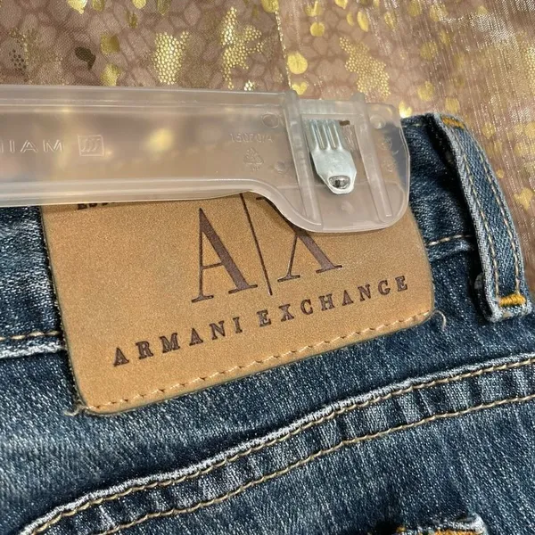 Armani Exchange J57 Ultra Low Rise Faded Wash Straight Leg Jeans, 6R - Image 8