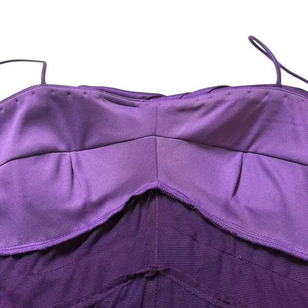 VTG Y2K JS Collection Dress 6 Mermaid Scalloped Ruffle Layered Purple Satin‎ - Image 8