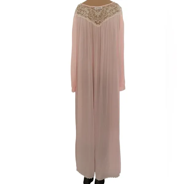 Miss Elaine Pink Sheer Lace Robe - Image 2