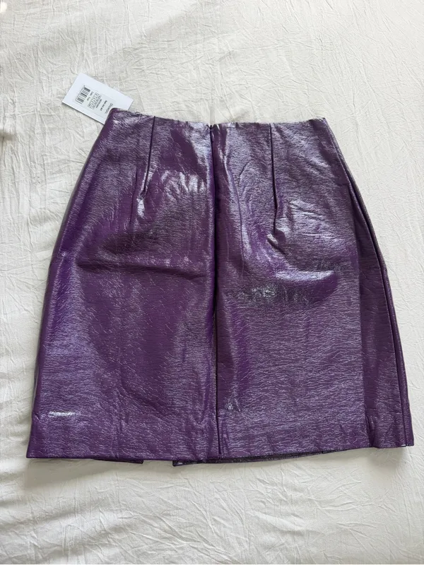 Showpo. Shimmery Purple Faux Leather‎ Mini Skirt - Image 3