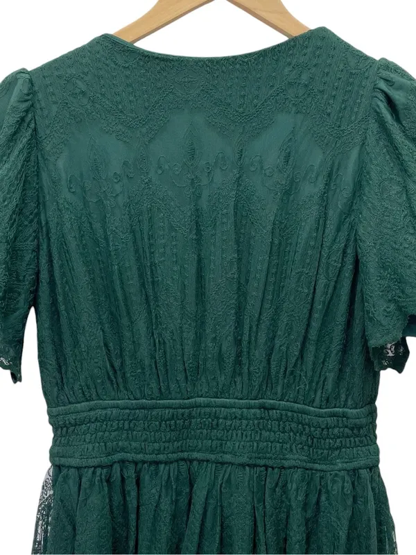 NWT Baltic Born Milena Midi Dress Medium Green Lace Smocked Waist Flutter Sleeve - Image 11