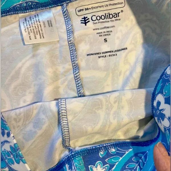 COOLIBAR Monterey Morada Aqua Blue Paisley UPF 50 Leggings Sun Protection~S💛 - Image 8
