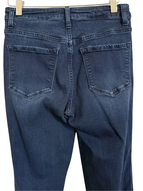 Flying Monkey High Rise Flare Jeans Women’s Size 25 Dark Wash Raw Hem Stretch - Image 5