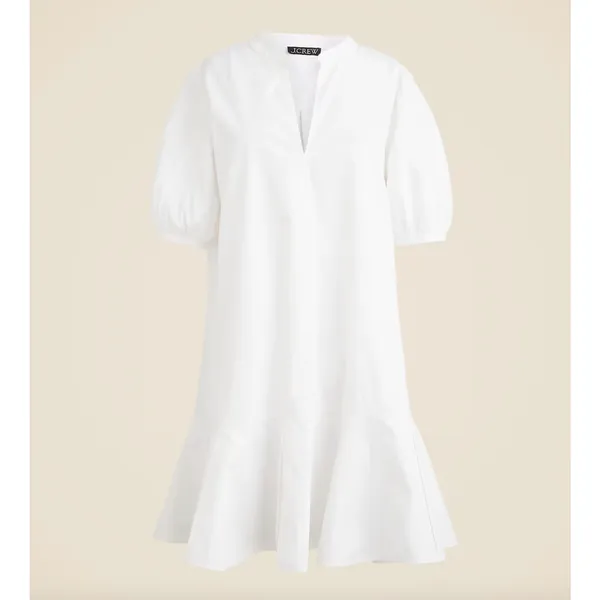 J.Crew Tall Delilah Dress Cotton Poplin Puff Sleeve Minimalist White Medium NWT - Image 5