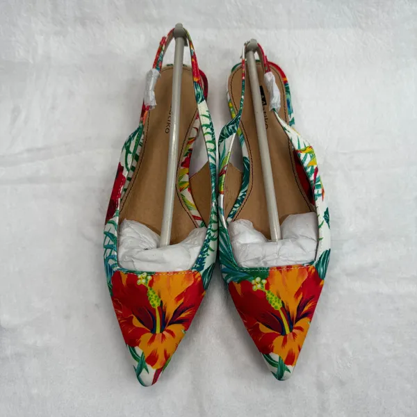 Matiko‎ Hawaiian Print Slingback Flats Pointed Toe Tropical Floral Shoes Size 36 - Image 3