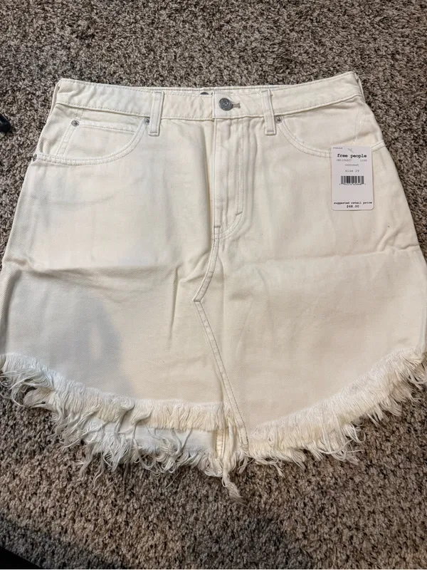 Free People Bailey Denim Mini Skirt - Coconut - Image 4