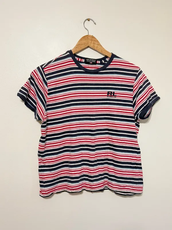 Ralph Lauren Striped Tee Size Medium Women’s Vintage Y2K Cotton Rugby USA Shirt - Image 2