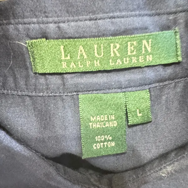 Lauren Ralph Lauren Navy Blue Cotton Button‎ Down Shirt Utility Pocket Womens L - Image 3