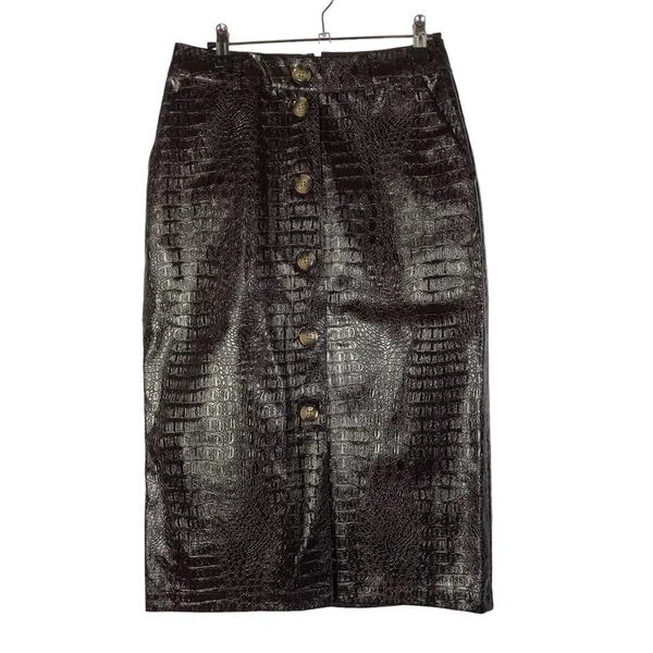 Rachel Comey X Target Dark Brown Faux Leather Snake‎ Knee Length Pencil Skirt 2 - Image 3